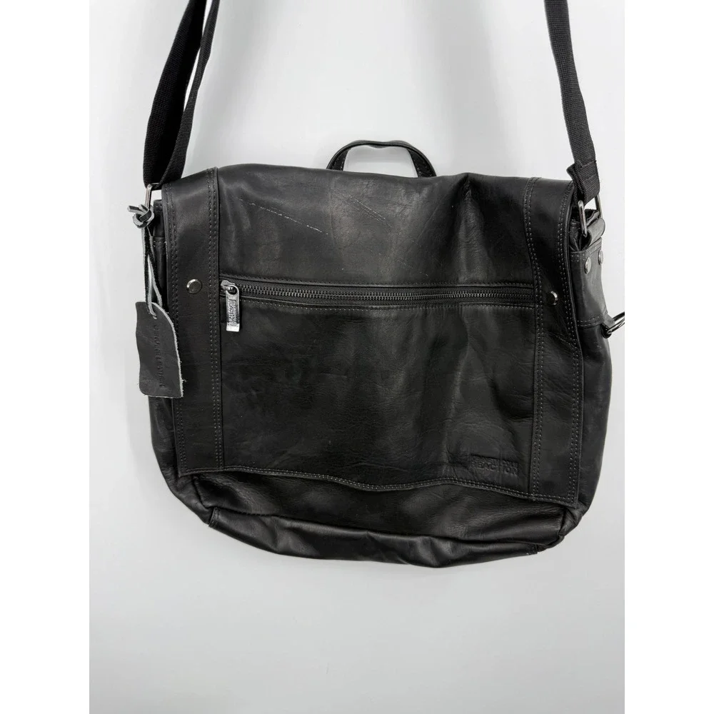 Kenneth Cole Reaction 527805 Messenger Bag Mens OS Black Leather Crossbody Flap